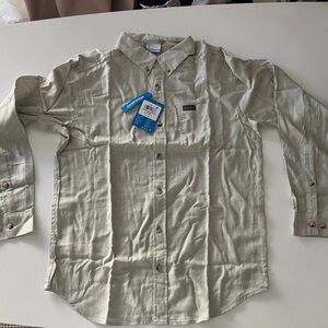 Columbia Men's Oxford Light Tan Casual Button-Down Shirt
